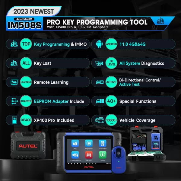 Autel MaxiIM IM508S PRO w/ XP400 PRO, 2023 Same as IM608 PRO II, Enhanced of IM508 IM508S IM608, 2023 Advanced IMMO Key Fob Programming Tool, Read/Write EEPROM MCU, Bidirectional Control, 40+ Service