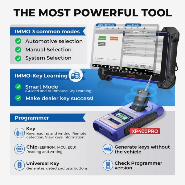 Autel MaxiIM IM608 PRO 2: Same as IM608S II/ IM608 II/ IM608 PRO II, XP400 PRO Key Programmer for All Vehicles, Autel Scanner ECU Programmer &amp; Bidirectional Control, 40+Services, 1 Year Free Update