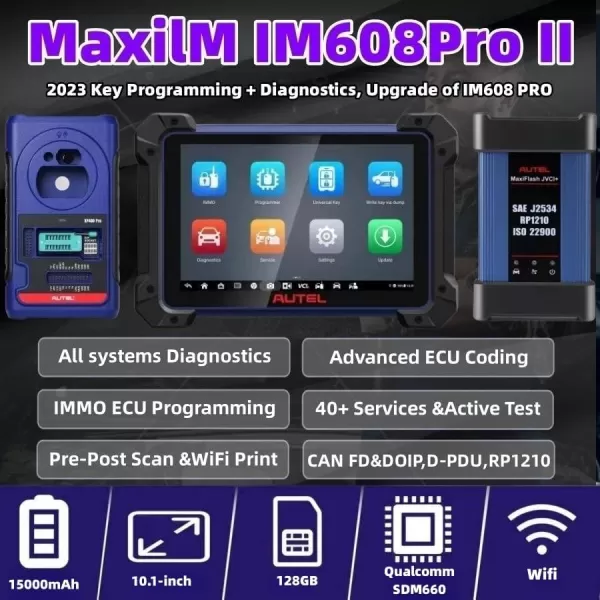 Autel MaxiIM IM608 PRO II Key Programming Tool, 2023 Android 10 Enhanced of IM608S/ IM608 II, with XP400PRO Key Programmer, 38+ Services, Key Fob Programmer Advanced ECU Coding, Better IM508S KM100