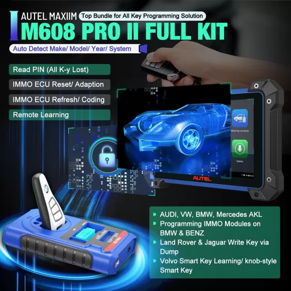 Autel MaxiIM IM608 PRO II Top Key FOB &amp; Immobilizer Programming Tool, 2023 Android 10 Enhanced of IM608S/ IM608 II, [Valued $1316] Key Programmers, OE ECU Coding, Bidirectional, 4GB+ 128GB, 40 Service