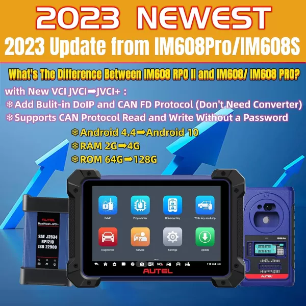 Autel MaxiIM IM608 Pro 2 II IM608PROII, Key Fob Programmer Tool Key Creation Chip Read/Write/Clone ECU Programming 36+ Functions with MaxiFlash JVCI and XP400 Pro, 2023 Upgrade of IM608Pro IM608II