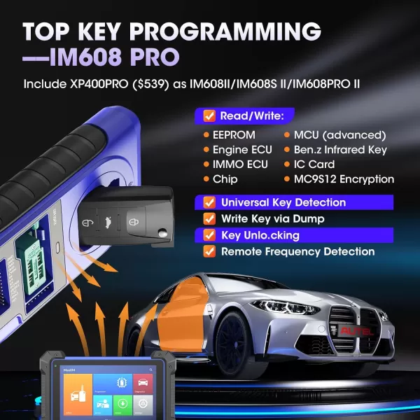 Autel MaxiIM IM608 Pro Key Fob Programming Tool, 2 Years Free Update, 2024 Same Functions as IM608S II/IM608 PRO II, with XP400Pro, IMKPA Kit, G-BOX3 &amp; APB112, ECU Coding, Bi-Directional, 38+ Services