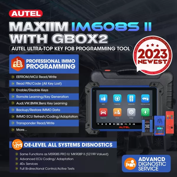 Autel MaxiIM IM608S II w/ XP400 Pro &amp; GBOX3, 2023 Same as IM608 Pro II, Android 10 Top IMMO Key Fob Programming Tool, Upgrade of IM608Pro/ IM508 Pro/ IM508S, J2534 ECU Programming Coding, 40+ Services
