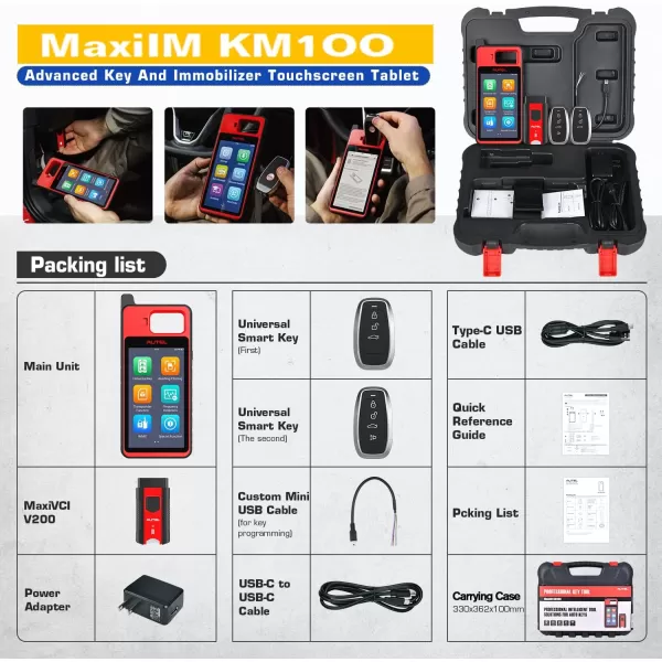 Autel MaxiIM KM100 Key Fob Programmer Immobilizer Tool Key Creation IMMO Learning Chip Read/Write Cloning Frequency Detection Program Autel IKey for BMW Volkswagen Toyota Honda&amp;General Motors
