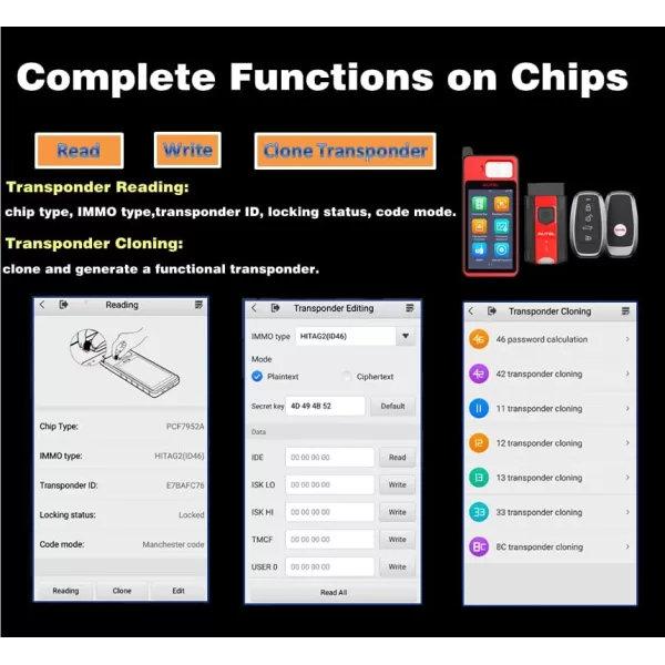 Autel MaxiIM KM100 Key Fob Programmer Immobilizer Tool Key Creation IMMO Learning Chip Read/Write Cloning Frequency Detection Program Autel IKey for BMW Volkswagen Toyota Honda&amp;General Motors