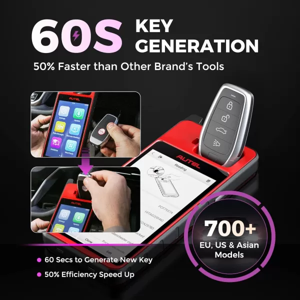 Autel MaxiIM KM100 Key Fob Programming Tool, Autel key programmer 2024, F REE Renewal, 60S Key generation, Transponder Chip Function, Guided Immobilizer for 90% Cars, Same as KM100E/X, 2 Blank IKEY in