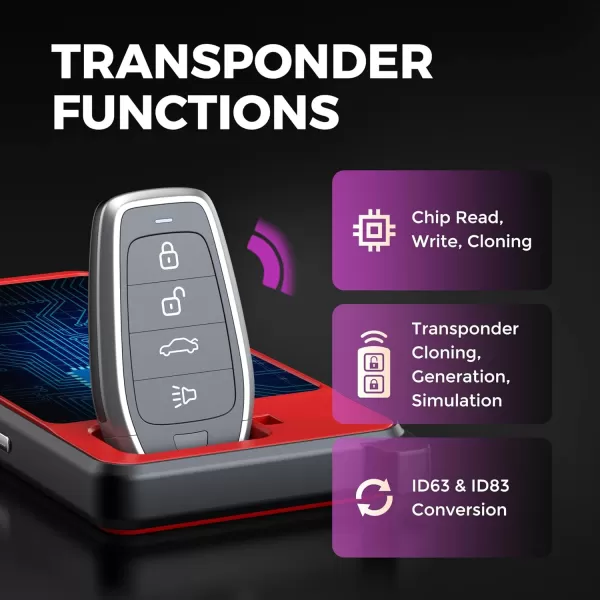 Autel MaxiIM KM100 Key Fob Programming Tool, Autel key programmer 2024, F REE Renewal, 60S Key generation, Transponder Chip Function, Guided Immobilizer for 90% Cars, Same as KM100E/X, 2 Blank IKEY in