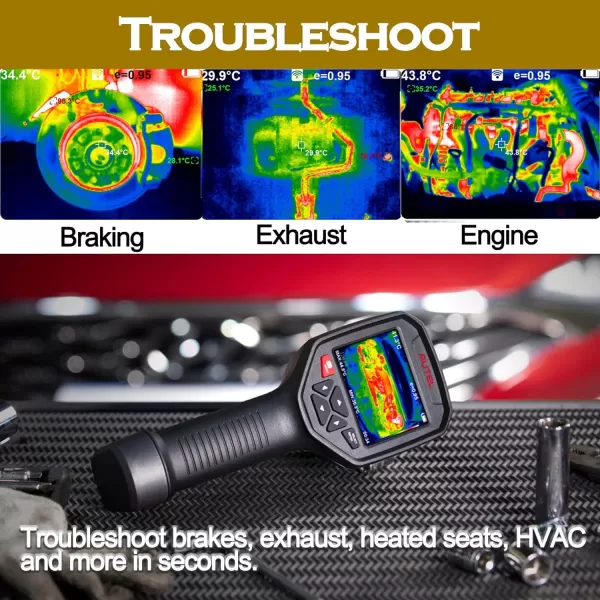 Autel MaxiIRT IR100 Thermal Imaging Camera Dual Camera High Resolution Auto-Focus Adjustable Emissivity Five Color Palettes Troubleshoot Brakes Exhaust HVAC Wi-Fi Image Transfer to PC MaxiSYS Tablets