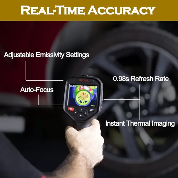 Autel MaxiIRT IR100 Thermal Imaging Camera Dual Camera High Resolution Auto-Focus Adjustable Emissivity Five Color Palettes Troubleshoot Brakes Exhaust HVAC Wi-Fi Image Transfer to PC MaxiSYS Tablets