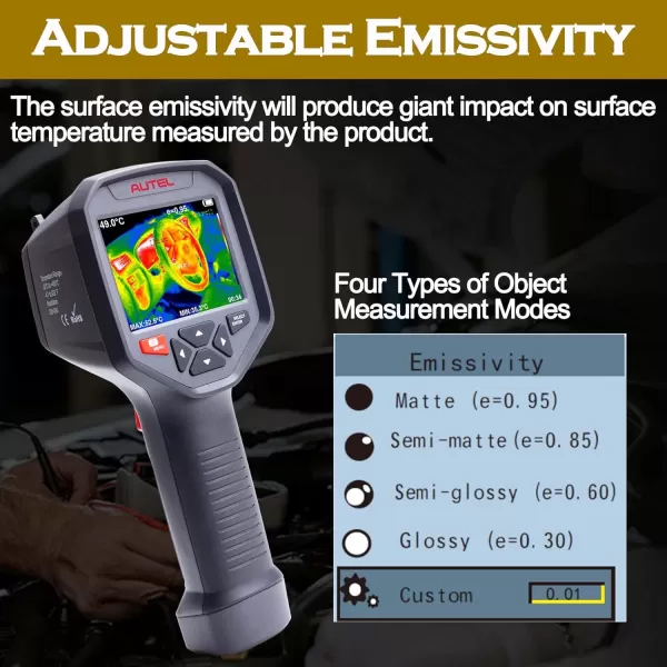 Autel MaxiIRT IR100 Thermal Imaging Camera Dual Camera High Resolution Auto-Focus Adjustable Emissivity Five Color Palettes Troubleshoot Brakes Exhaust HVAC Wi-Fi Image Transfer to PC MaxiSYS Tablets