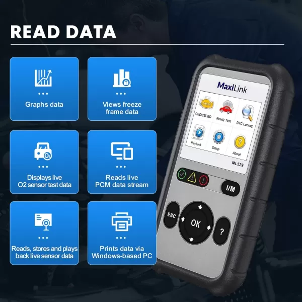 Autel MaxiLink ML529 OBD2 Scanner - Diagnostic Code Reader for Almost All OBD2 Compliant Vehicles, Upgraded Version of AL519 with AutoVIN Function &amp; Read Enchanced Code in Powertrain System