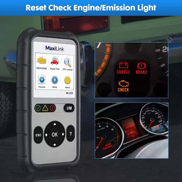 Autel MaxiLink ML529 OBD2 Scanner - Diagnostic Code Reader for Almost All OBD2 Compliant Vehicles, Upgraded Version of AL519 with AutoVIN Function &amp; Read Enchanced Code in Powertrain System