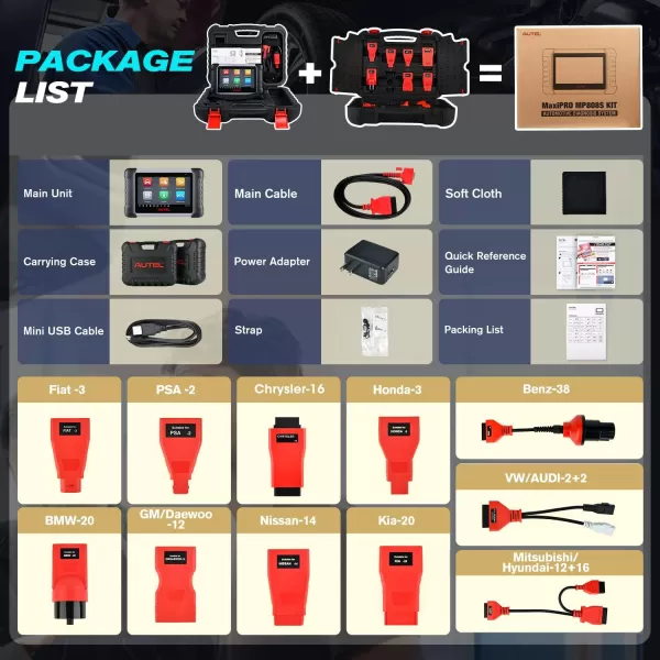 Autel MaxiPRO MP808S PRO Version with Spare 11 connectors, 2-Year Free Update, 2023 Advanced ECU Coding Bidirectional Scan Tool, Same as MS906 Pro, Upgrade of MP808K DS808S 30+ Service, Work w/ MV108S