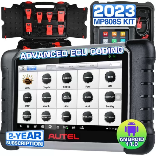 Autel MaxiPRO MP808S PRO Version with Spare 11 connectors, 2-Year Free Update, 2023 Advanced ECU Coding Bidirectional Scan Tool, Same as MS906 Pro, Upgrade of MP808K DS808S 30+ Service, Work w/ MV108S