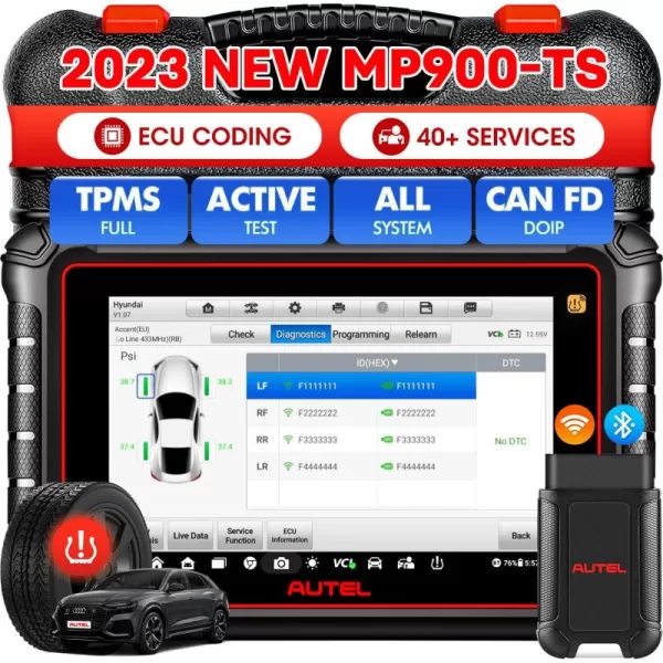 Autel MaxiPRO MP900-TS Scanner: 2023 DoIP/CAN-FD MP900TS Level-up of MS906TS MP808S-TS MP808BT Pro, 40+ Service, TPMS Programming Relearn, OE ECU Coding, Bidirectional Scan Tool, FCA Renault SGW OS 11