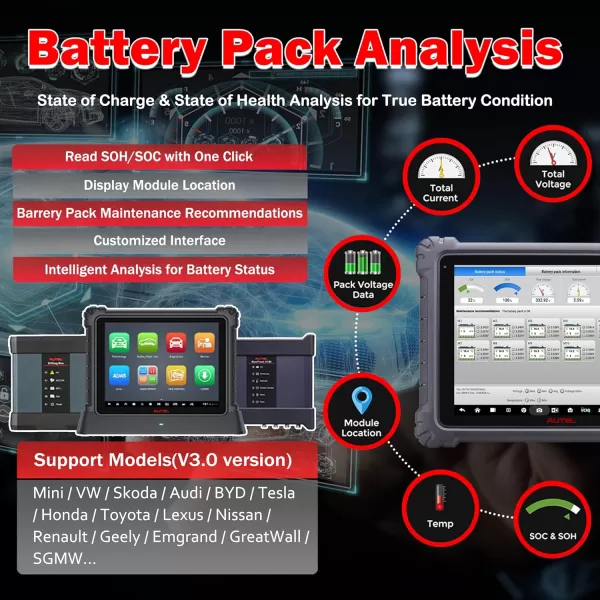 Autel MaxiSYS Ultra EV Autel Scanner High Voltage Battery Pack Analysis Diagnostic Scanner with EVDiag Kit MaxiFlash VCMI Bi Directional Control ECU Coding Programming Advanced MS919 MS909 MS908S