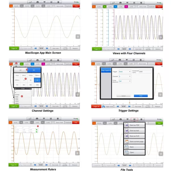 Autel MaxiScope MP408 4-Channel Automotive Oscilloscope Compatible with MS906 MS906BT MS906TS MS908S MS908S PRO MS Elite Test Electrical and Electronic Components and Circuits USB Power Supply