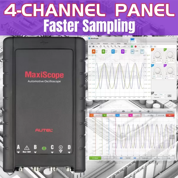 Autel MaxiScope MP408 + Free MaxiVideo MV108 4 Channel Automotive Oscilloscope Basic Kit Works with Maxisys for MS908P/MS906BT/MS906TS )