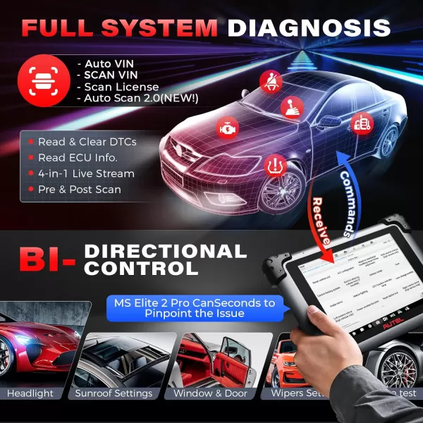 Autel MaxiSys Elite II Pro Scanner: 2024 2-Years Free Update Elite 2 Pro, J2534 Reprogramming Tool as Ultra MS908S Pro II, Intelligent Diagnostic 2.0, 40 Reset Service w/CAN FD &amp; Do IP, Active Test