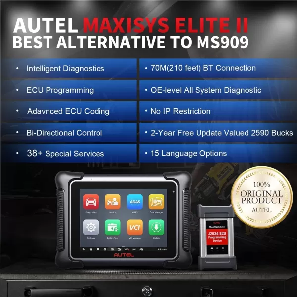 Autel MaxiSys Elite II Scanner - 2 Years Free Update , Top Intelligent Diagnostic Scanner Same as Ultra/ MS919/ MS909, J2534 ECU Programming &amp; Coding, 38+ Services, Active Test , Top Intelligent Diagnostic Scanner Same as Ultra/ MS919/ MS909, J2534 ECU Programming &amp; Coding, 38+ Services, Active Test )