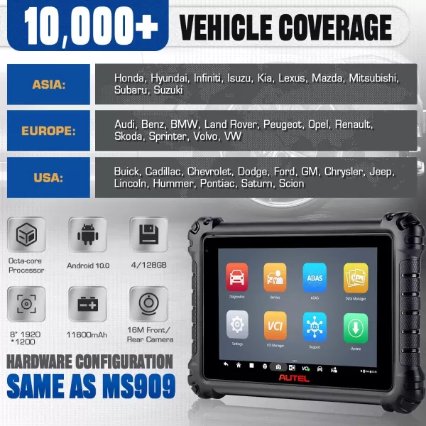 Autel MaxiSys MS906 PRO ECU Coding Scanner, 2023 MS906PRO Upgrade of MS906BT MP900-BT MP900, Android 10.0, Bidirectional Diagnostic, 3000+ Active Test, 36+ Service, CAN FD/DoIP, AutoScan 2.0, FCA SGW