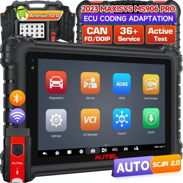 Autel MaxiSys MS906 PRO ECU Coding Scanner, 2023 MS906PRO Upgrade of MS906BT MP900-BT MP900, Android 10.0, Bidirectional Diagnostic, 3000+ Active Test, 36+ Service, CAN FD/DoIP, AutoScan 2.0, FCA SGW