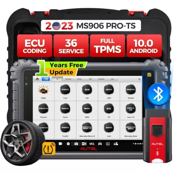 Autel MaxiSys MS906 Pro-TS, 1 Years Free Update, Lite of MK908 Ⅱ, 2023 Top Autel Scanner, Upgraded MS906PRO, Full TPMS, ECU Coding, Active Test, 36+Services, Auto Scan, Autel Cloud, Android 10
