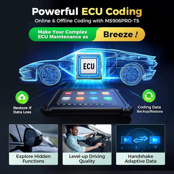 Autel MaxiSys MS906 Pro-TS, 1 Years Free Update, Lite of MK908 Ⅱ, 2023 Top Autel Scanner, Upgraded MS906PRO, Full TPMS, ECU Coding, Active Test, 36+Services, Auto Scan, Autel Cloud, Android 10