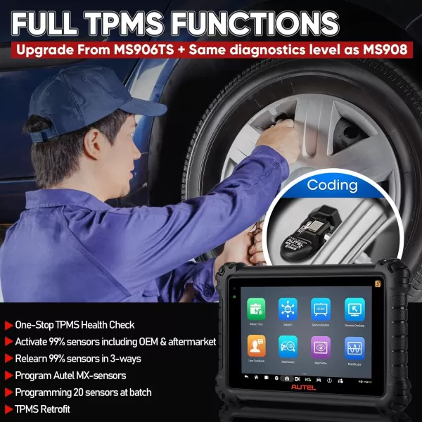 Autel MaxiSys MS906 Pro-TS, 2023 Newer Up of MS906 Pro MS906TS MS906BT MK908, Top TPMS Diagnostic &amp; ECU Coding, Bidirectional Control, 36+ Service, Full Diagnose, CANFD &amp; DOIP, WiFi Print, 4G+128G