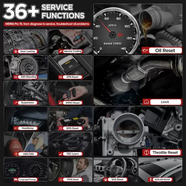 Autel MaxiSys MS906 Pro-TS, 2023 Newer Up of MS906 Pro MS906TS MS906BT MK908, Top TPMS Diagnostic &amp; ECU Coding, Bidirectional Control, 36+ Service, Full Diagnose, CANFD &amp; DOIP, WiFi Print, 4G+128G