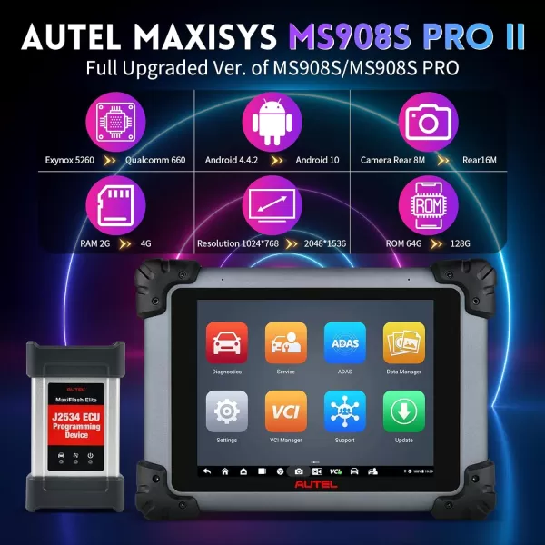 Autel MaxiSys MS908S Pro II Car Diagnostic Scan Tool - 2023 New Ver. of MK908P/Elite/MS908S Pro/Elite, ECU Programming/Coding/Adaption, Active Test, 36+ Services, FCA Access, Work with MV108/BT506