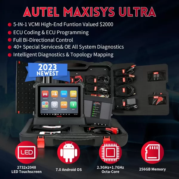Autel MaxiSys Ultra Full System Intelligent Diagnostic Scan Tool, 2023 Upgraded of Elite/MS909/MS919, Top Auto Diagnostic Tool with 5-in-1 VCMI[$2000], ECU Programming &amp; Coding, AutoAuth for FCA SGW
