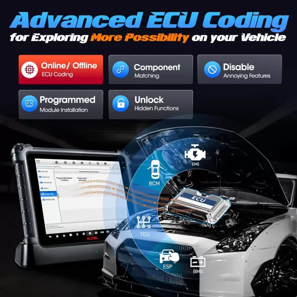 Autel MaxiSys Ultra Scanner, 2023 MSUltra Top Intelligent with Enhanced Topology 2.0, [$2000] 5in1 VCMI, OE-Level ECU Programming &amp; Coding, 40+ Service, Updated of Ultra EV/ MS909EV/ MS919 /MS909