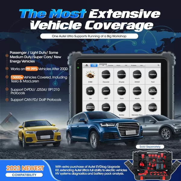 Autel MaxiSys Ultra Scanner, 2023 MSUltra Top Intelligent with Enhanced Topology 2.0, [$2000] 5in1 VCMI, OE-Level ECU Programming &amp; Coding, 40+ Service, Updated of Ultra EV/ MS909EV/ MS919 /MS909