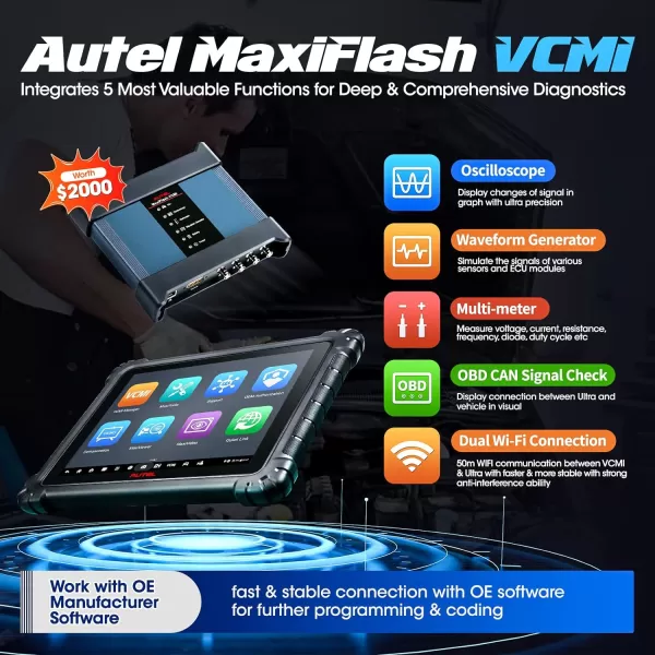 Autel MaxiSys Ultra Scanner, 2023 MSUltra Top Intelligent with Enhanced Topology 2.0, [$2000] 5in1 VCMI, OE-Level ECU Programming &amp; Coding, 40+ Service, Updated of Ultra EV/ MS909EV/ MS919 /MS909