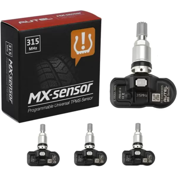 Autel MaxiTPMS 315Mhz Universal Programmable OEM TPMS fit Tire Pressure Monitoring MX- Sensor Press-in Metal Valves 4PC for TS401/TS408/TS501/TS508/TS608/MK808TS/MS906TS/ITS600