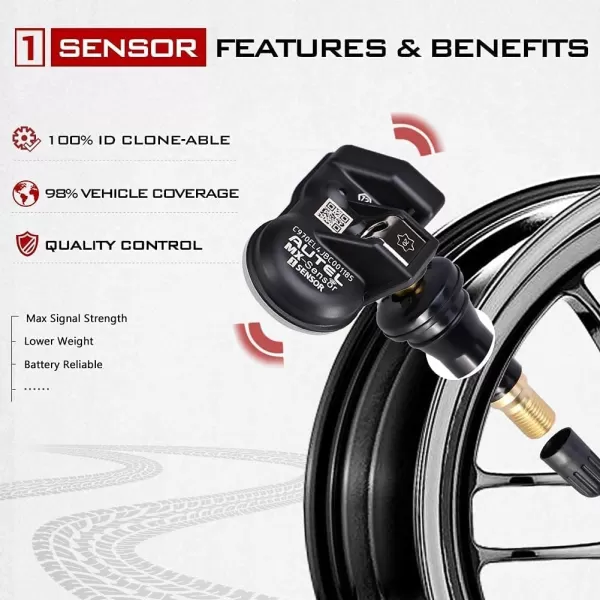 Autel MaxiTPMS 315Mhz/433Mhz 2In1 Universal Programmable OEM TPMS fit Tire Pressure Monitoring MX-Sensor Press-in Rubber Valve 1PC for TS401/TS408/TS501/TS508/TS608/MK808TS/MS906TS/ITS600