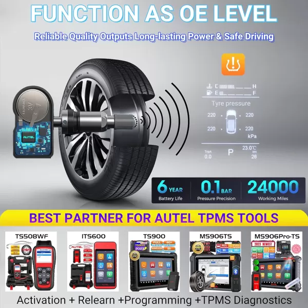 Autel MaxiTPMS MX-Sensor 20pcs Pack 315MHz and 433MHz Dual Frequency TPMS Tire Sensor Metal Valve Stem Press-in Work with TS408 TS508 TS608 MS906TS ITS600