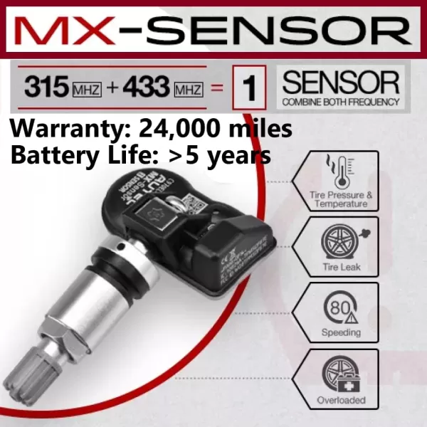 Autel MaxiTPMS MX Sensor 20pcs Pack with OBD2 Scanner Rubber Stem 315/433MHz TPMS Sensor Universal Tire Sensor Programmed by TPMS Tool TS401 TS408 TS508 TS601 TS608 MK808TS MX808TS MS906TS ITS600