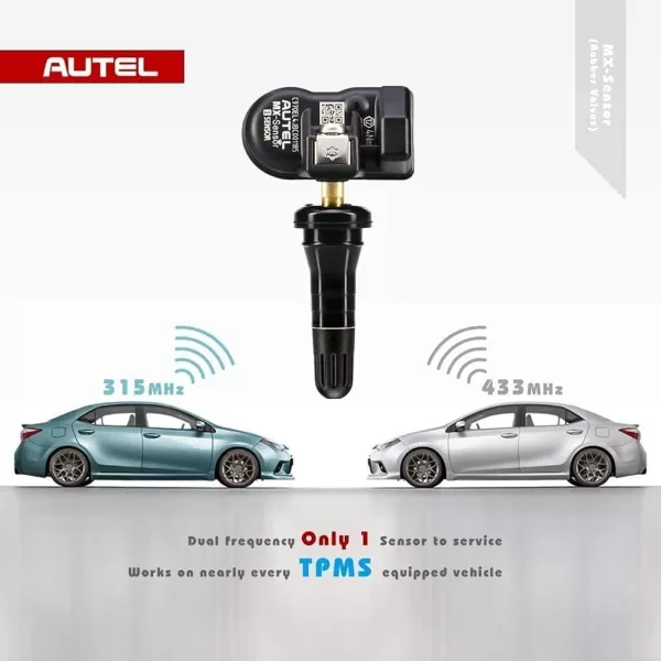 Autel MaxiTPMS MX Sensor 20pcs Pack with OBD2 Scanner Rubber Stem 315/433MHz TPMS Sensor Universal Tire Sensor Programmed by TPMS Tool TS401 TS408 TS508 TS601 TS608 MK808TS MX808TS MS906TS ITS600