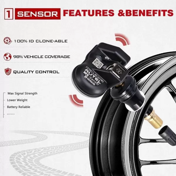 Autel MaxiTPMS MX Sensor 20pcs Pack with OBD2 Scanner Rubber Stem 315/433MHz TPMS Sensor Universal Tire Sensor Programmed by TPMS Tool TS401 TS408 TS508 TS601 TS608 MK808TS MX808TS MS906TS ITS600