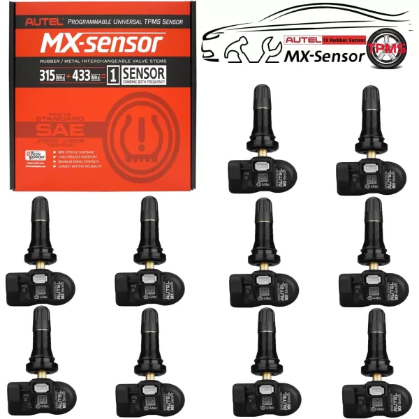 Autel MaxiTPMS MX Sensor 20pcs Pack with OBD2 Scanner Rubber Stem 315/433MHz TPMS Sensor Universal Tire Sensor Programmed by TPMS Tool TS401 TS408 TS508 TS601 TS608 MK808TS MX808TS MS906TS ITS600