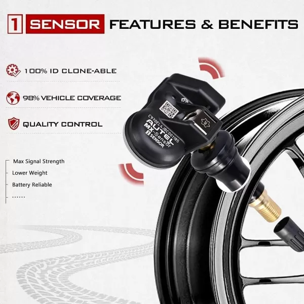 Autel MaxiTPMS MX Sensor 20pcs Pack with OBD2 Scanner Rubber Stem 315/433MHz TPMS Sensor Universal Tire Sensor Programmed by TPMS Tool TS401 TS408 TS508 TS601 TS608 MK808TS MX808TS MS906TS ITS600