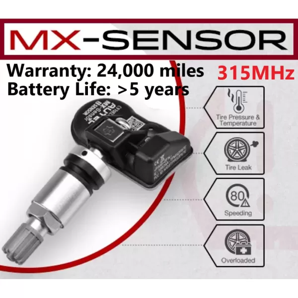 Autel MaxiTPMS MX Sensor 20pcs Pack with OBD2 Scanner Rubber Stem 315/433MHz TPMS Sensor Universal Tire Sensor Programmed by TPMS Tool TS401 TS408 TS508 TS601 TS608 MK808TS MX808TS MS906TS ITS600
