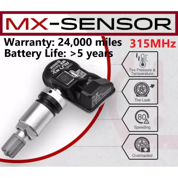 Autel MaxiTPMS MX Sensor 8pcs Dual Frequency 315/433MHz Metal Stem TPMS Sensor Universal Tire Sensor Programmed by TS401 TS408 TS501 TS508 TS601 TS608 MK808TS MX808TS MS906TS ITS600