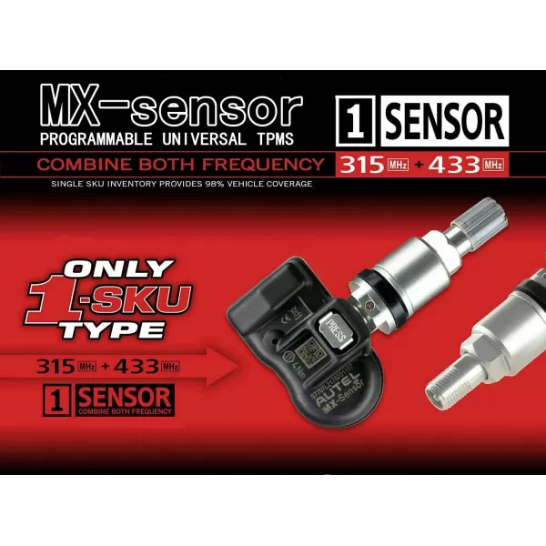 Autel MaxiTPMS MX Sensor 8pcs Dual Frequency 315/433MHz Metal Stem TPMS Sensor Universal Tire Sensor Programmed by TS401 TS408 TS501 TS508 TS601 TS608 MK808TS MX808TS MS906TS ITS600