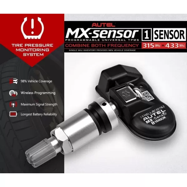 Autel MaxiTPMS MX Sensor 8pcs Dual Frequency 315/433MHz Metal Stem TPMS Sensor Universal Tire Sensor Programmed by TS401 TS408 TS501 TS508 TS601 TS608 MK808TS MX808TS MS906TS ITS600