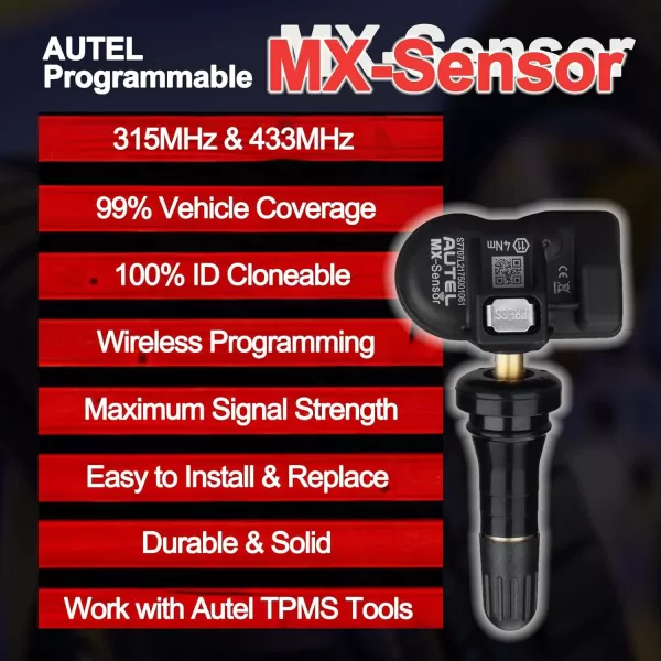 Autel MaxiTPMS MX Sensor Programmable TPMS Sensor for Tire Pressure 2 in 1  Press-in OE-Level Programmed by TS508 TS408 TS508WF TS608 MS906TS ITS600 MS906PRO-TS