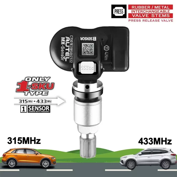 Autel MaxiTPMS MX Sensor Programmable TPMS Sensor for Tire Pressure 2 in 1  Press-in OE-Level Programmed by TS508 TS408 TS508WF TS608 MS906TS ITS600 MS906PRO-TS
