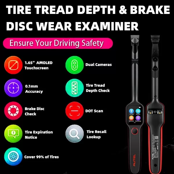 Autel MaxiTPMS TBE200 Tire Tread Depth &amp; Brake Disc Wear 2in1Tester with Dual Camera Real-time Data No Need to Remove Wheel During Testing Better Performance with ITS600 Tire Tread Depth &amp; Brake Disc Wear 2in1Tester with Dual Camera Real-time Data No Need to Remove Wheel During Testing Better Performance with ITS600)
